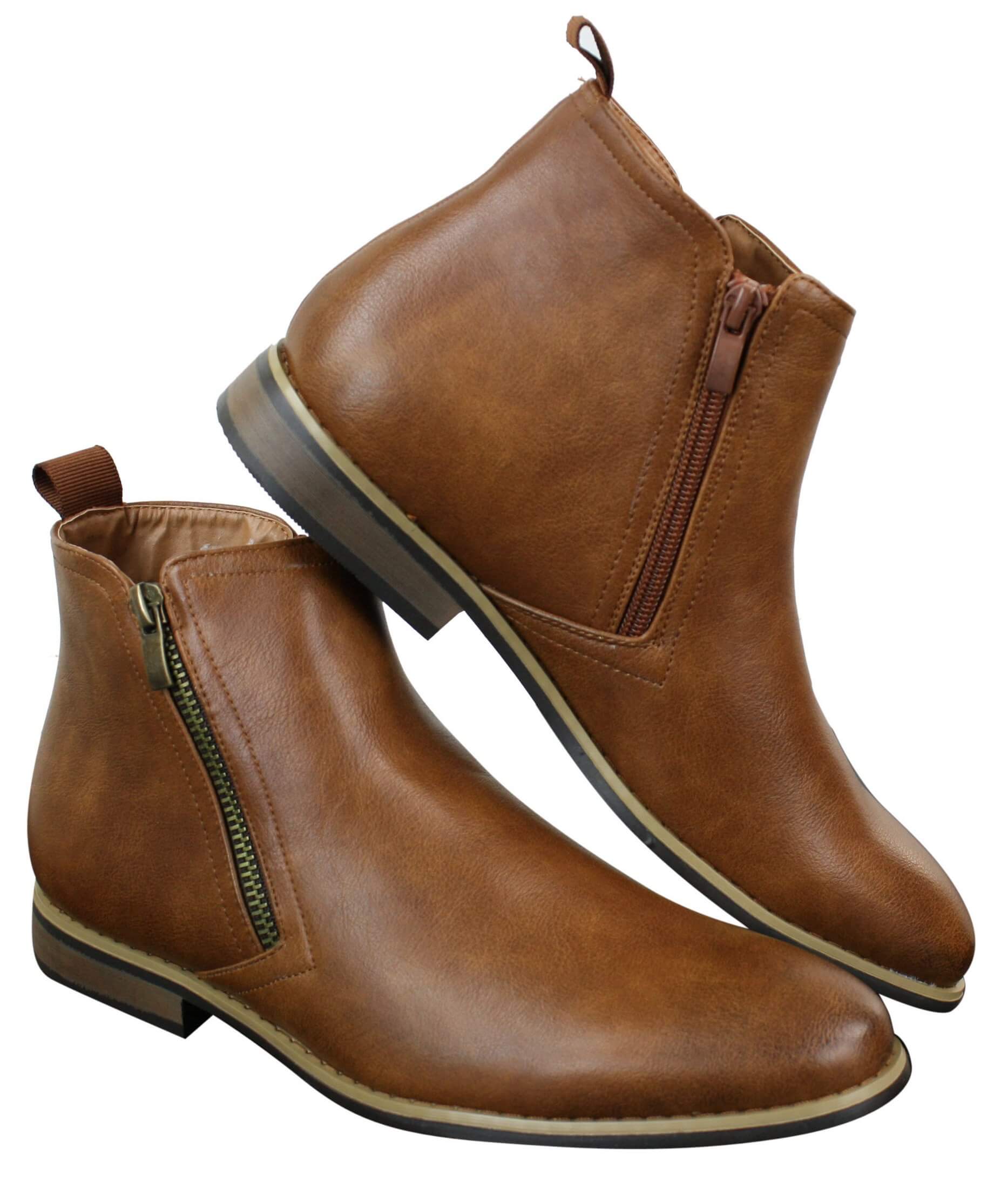 Mens PU Leather Zip-Up Ankle Boots | Happy Gentleman