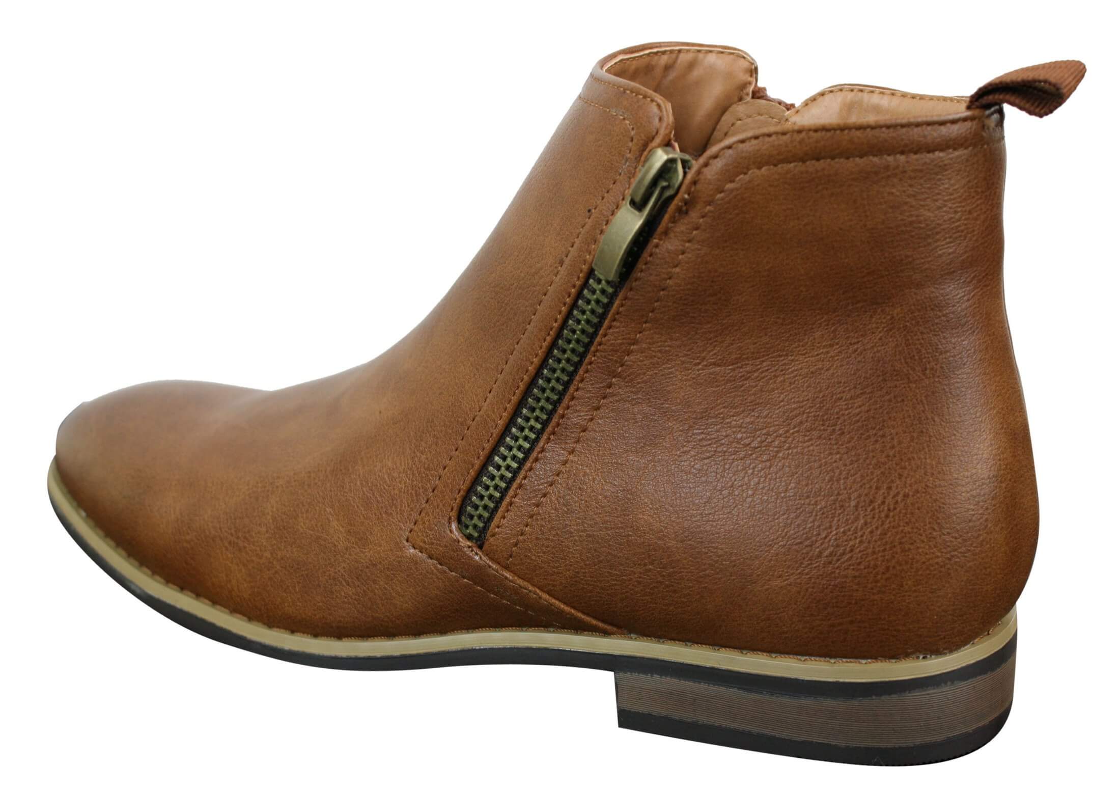 Mens Pu Leather Zip Up Ankle Boots Happy Gentleman