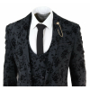 Mens Black 3 Piece Paisley Velvet Suit