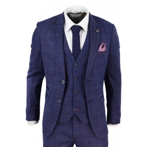 Blauer 3-teiliger Tweed-Anzug - Marc Darcy Harry