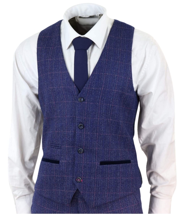 Blue 3 Piece Tweed Suit - Marc Darcy Harry