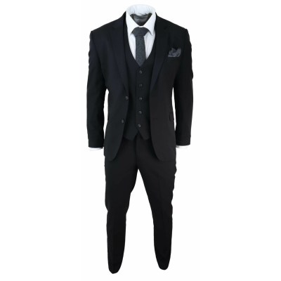 Mens Black 3 Piece Suit: Buy Online - Happy Gentleman