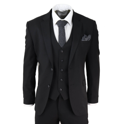 Mens Black 3 Piece Suit