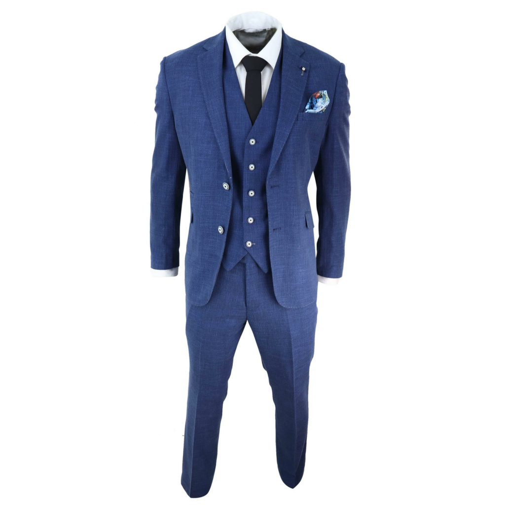 Mens Blue Summer Linen Suit: Buy Online - Happy Gentleman