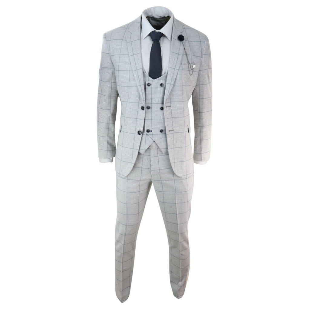 Light Grey Check 3 Piece Suit: Buy Online - Happy Gentleman