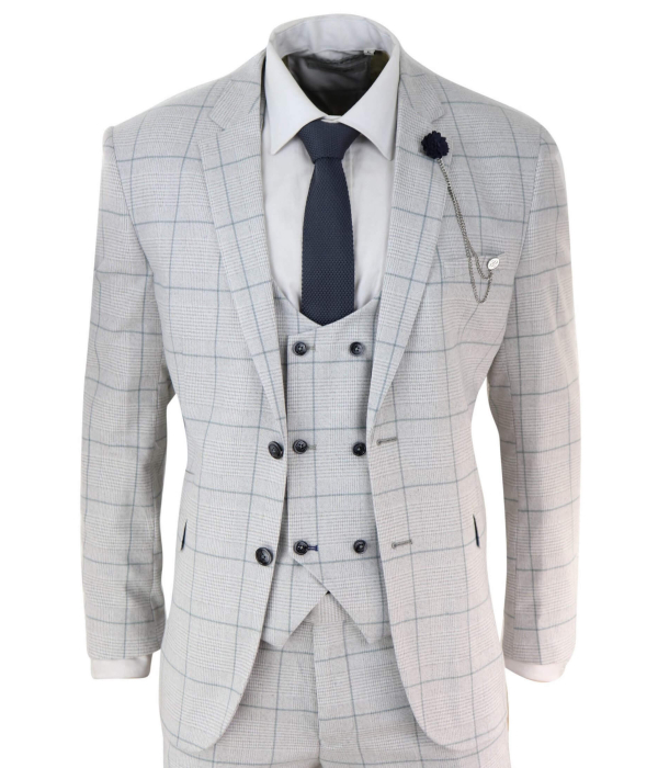 Light Grey Check 3 Piece Suit