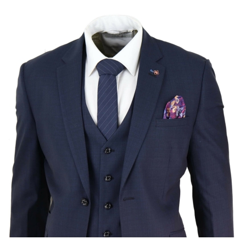 Mens Navy Blue Tailored Fit Suit: Buy Online - Happy Gentleman