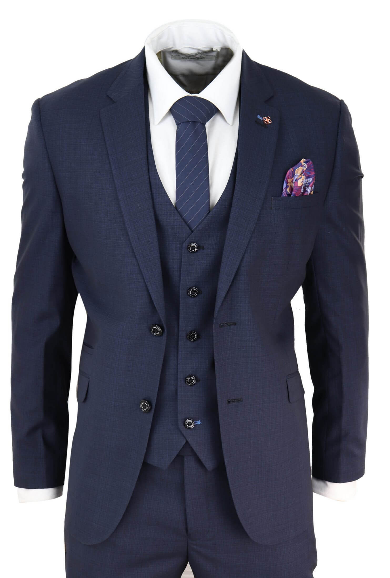 Mens Navy Blue Tailored Fit Suit: Buy Online - Happy Gentleman