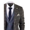 Mens Oak Brown 3 Piece Suit with Contrasting Blue Waistcoat
