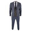 Mens Blue 3 Piece Suit with Contrasting Oak Brown Waistcoat