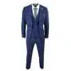 Mens Blue - Grey Check Tweed 3 Piece Suit