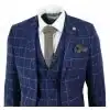 Mens Blue - Grey Check Tweed 3 Piece Suit