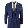 Mens Blue - Grey Check Tweed 3 Piece Suit