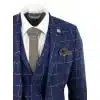 Mens Blue - Grey Check Tweed 3 Piece Suit
