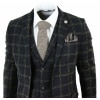 Mens Black - Tan Check Tweed 3 Piece Suit