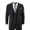 Mens Black - Tan Check Tweed 3 Piece Suit