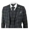 Mens Charcoal-Grey Check Tweed 3 Piece Suit