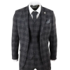 Mens Charcoal-Grey Check Tweed 3 Piece Suit