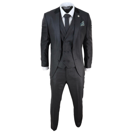 Mens 3 Piece Charcoal Grey Suit: Buy Online - Happy Gentleman