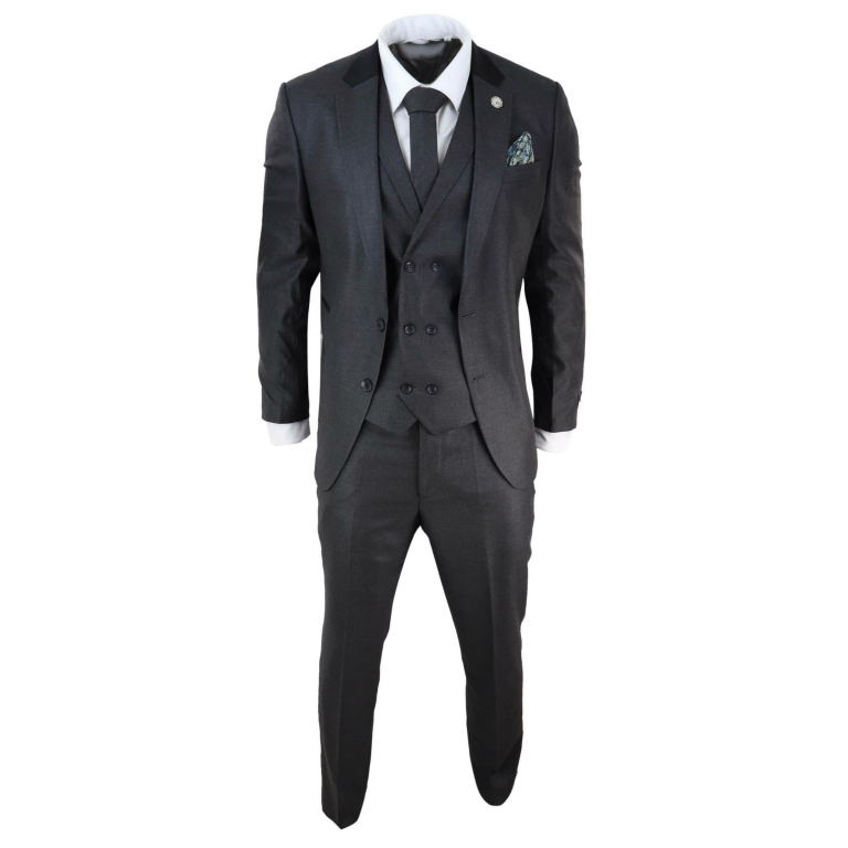 Mens 3 Piece Charcoal Grey Suit Buy Online Happy Gentleman 8850