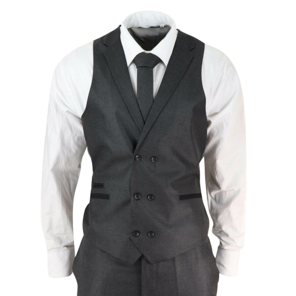 Mens 3 Piece Charcoal Grey Suit