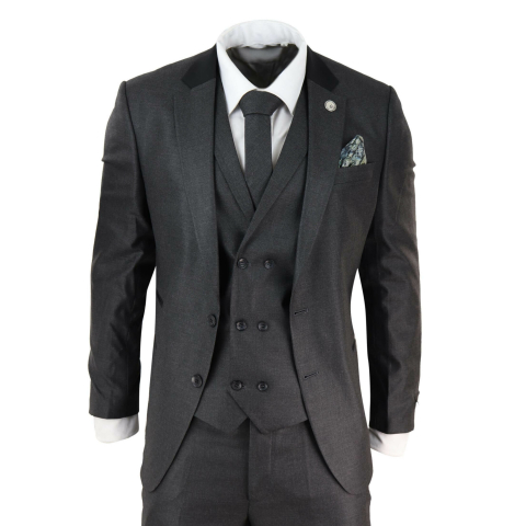 Mens 3 Piece Charcoal Grey Suit: Buy Online - Happy Gentleman