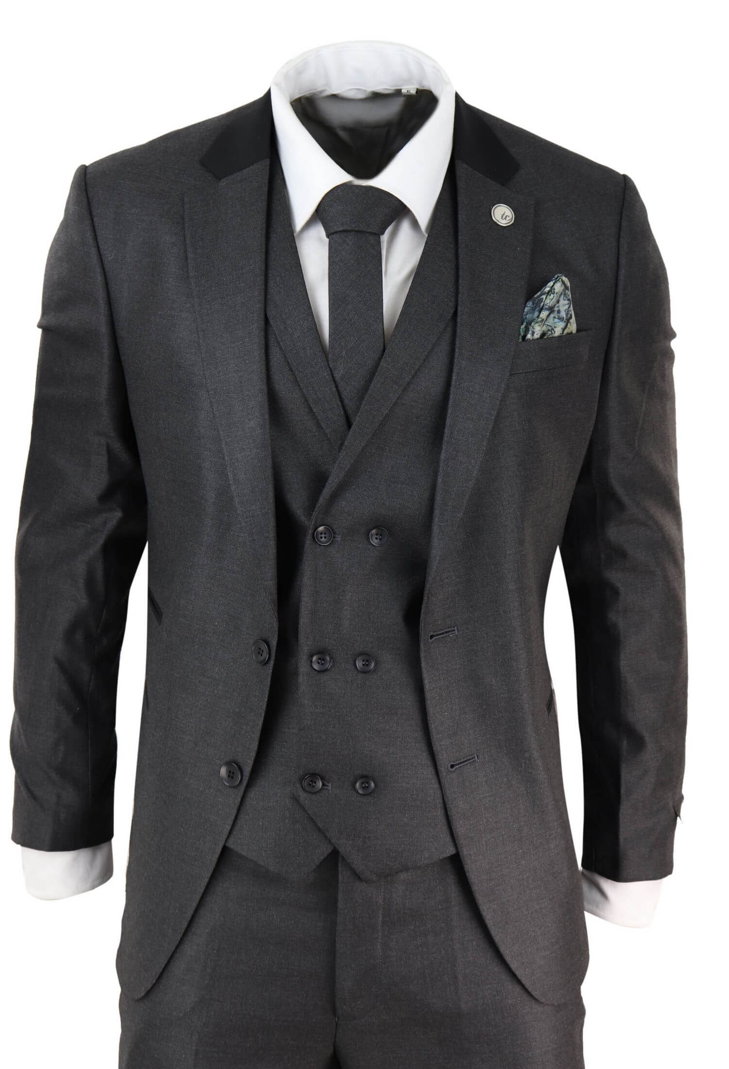 Mens 3 Piece Charcoal Grey Suit: Buy Online - Happy Gentleman