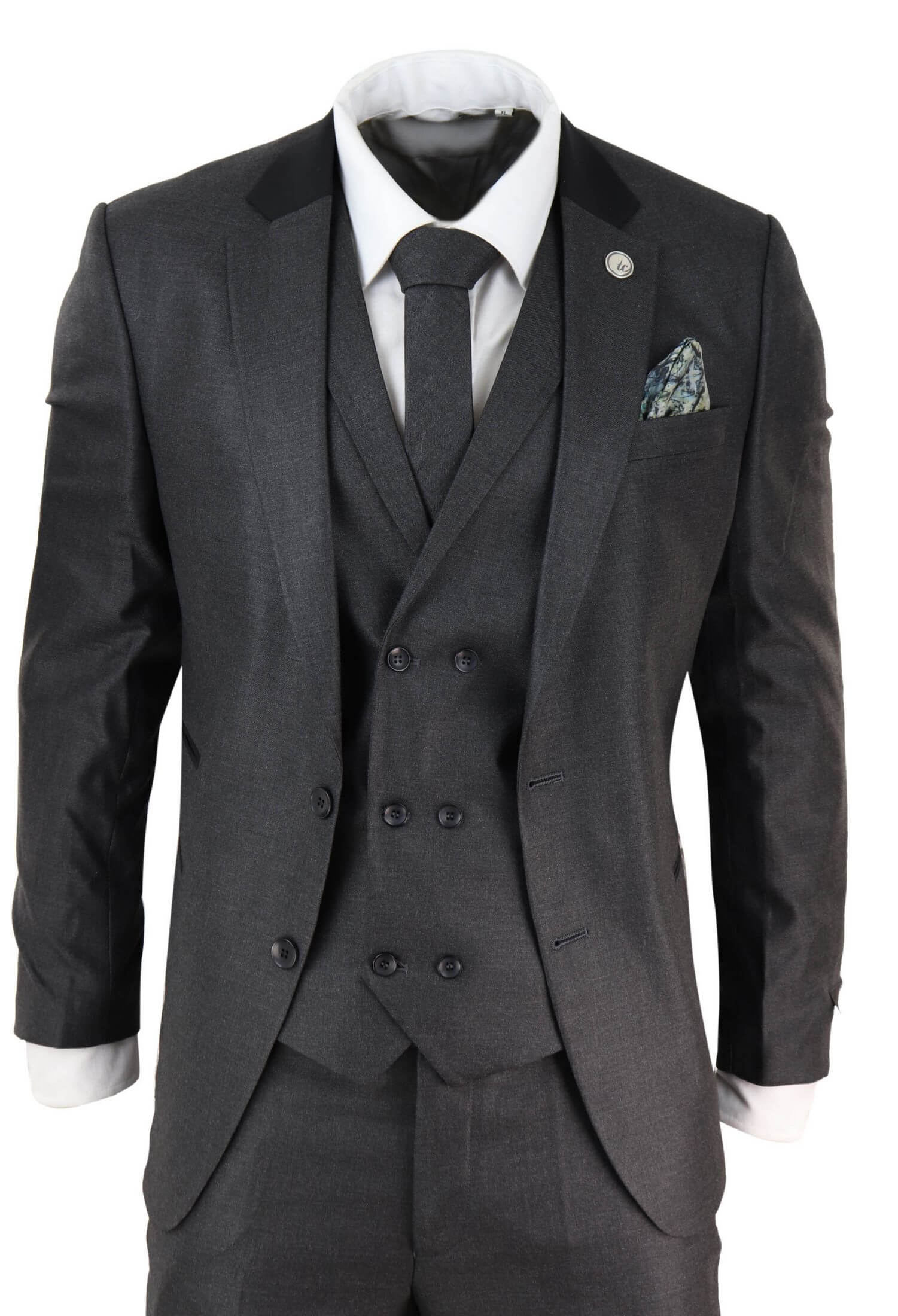 Mens 3 Piece Charcoal Grey Suit Buy Online Happy Gentleman United States