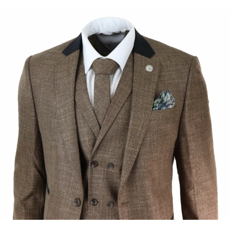 Mens 3 Piece Brown Tailored Fit Suit: Buy Online - Happy Gentleman