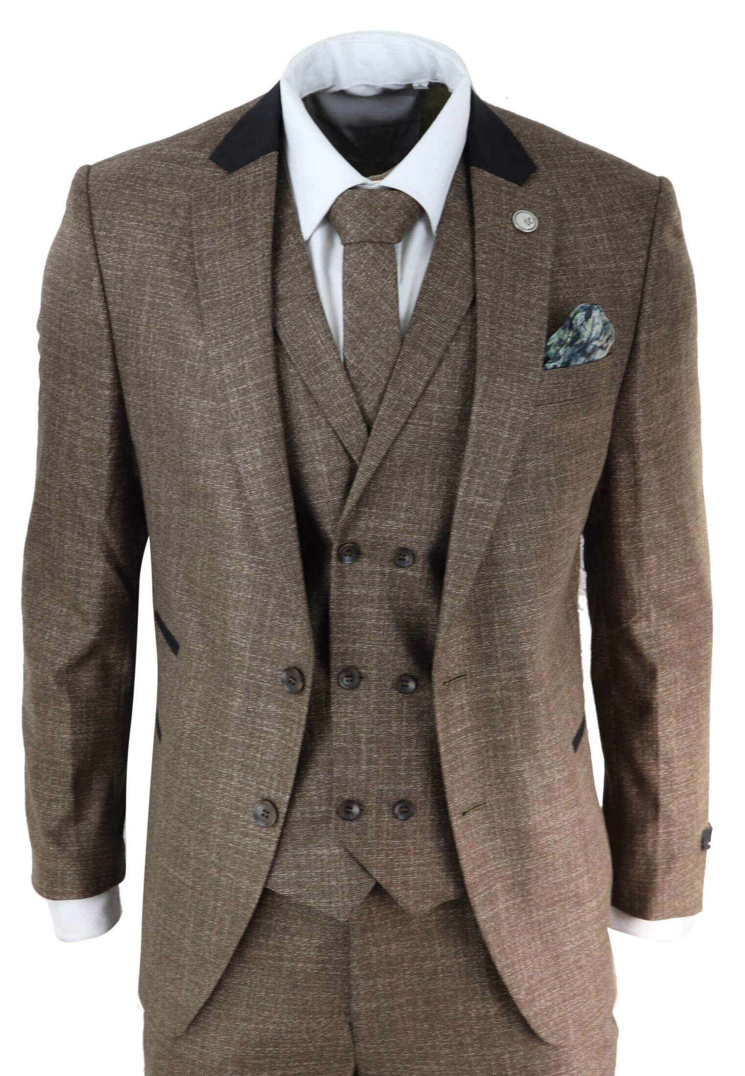 Mens 3 Piece Brown Tailored Fit Suit: Buy Online - Happy Gentleman