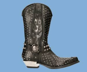 New Rock cowboy boots made from black leather with silver studs
