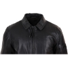 Mens Black Leather Bomber Jacket with White Collar