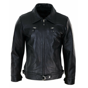 Mens Classic Black-Brown Leather Jacket