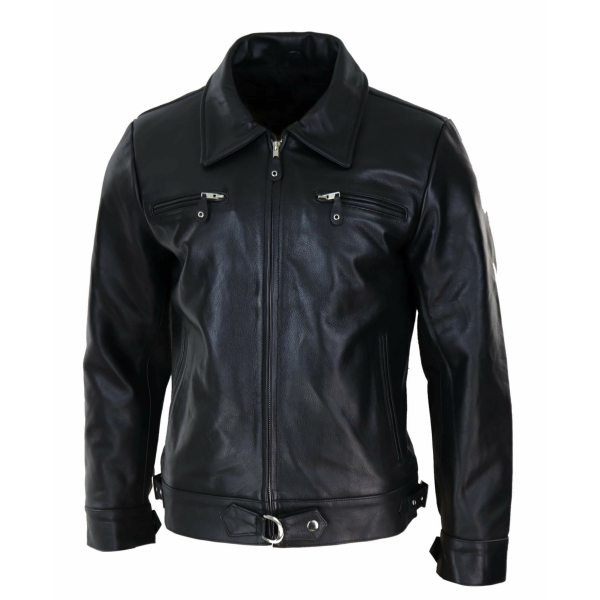 Mens Classic Black-Brown Leather Jacket
