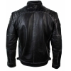 Real Leather Retro Style Zipped Mens Biker Jacket Soft Black Vintage Look