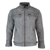 Real Leather Retro Style Zipped Biker Mens Jacket Soft White Vintage Look