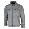Real Leather Retro Style Zipped Biker Mens Jacket Soft White Vintage Look