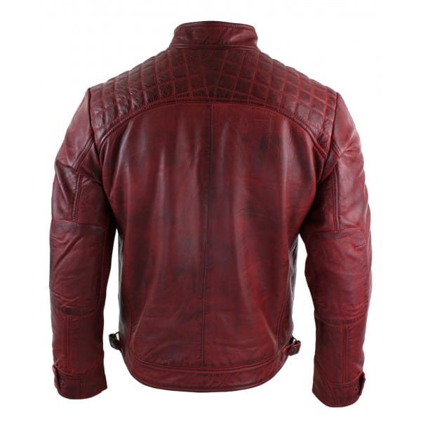 Real Leather Men's Red Distressed Leather Jacket