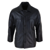 Men Mid Black Length Classic Leather Coat