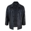 Men Mid Black Length Classic Leather Coat