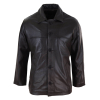 Men Mid Brown Length Classic Leather Coat