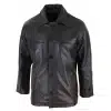 Men Mid Brown Length Classic Leather Coat