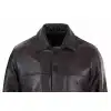 Men Mid Brown Length Classic Leather Coat