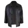 Men Mid Brown Length Classic Leather Coat
