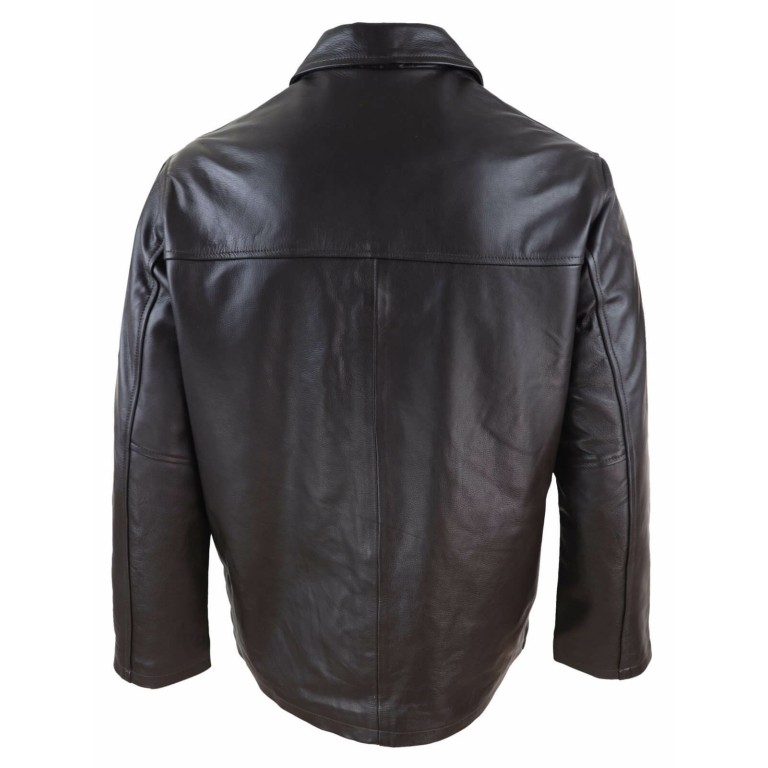 Men Mid Brown Length Classic Leather Coat: Buy Online - Happy Gentleman
