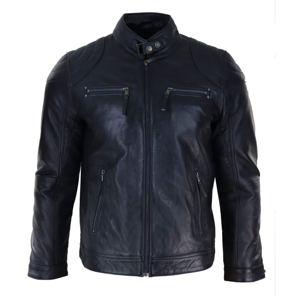 Genuine Leather Black Biker Jacket for Men: Buy Online - Happy Gentleman