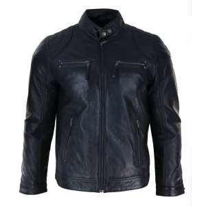 Genuine Leather Black Biker Jacket for Men