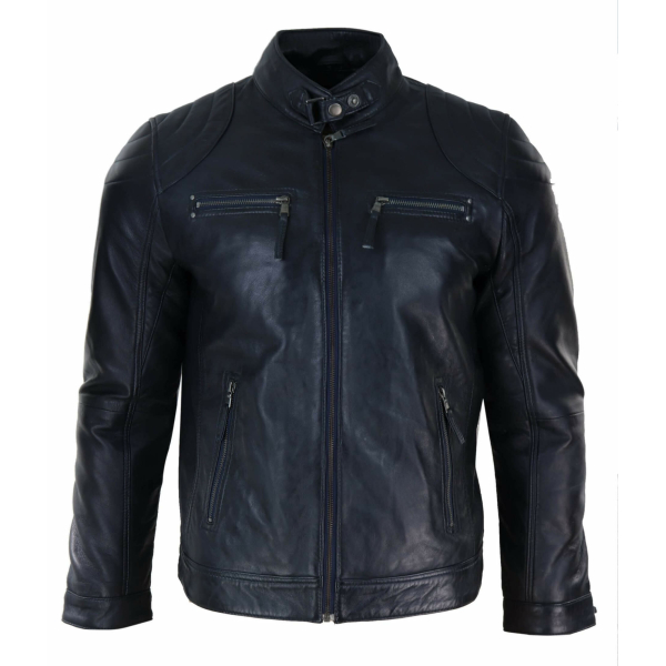 Genuine Leather Black Biker Jacket for Men