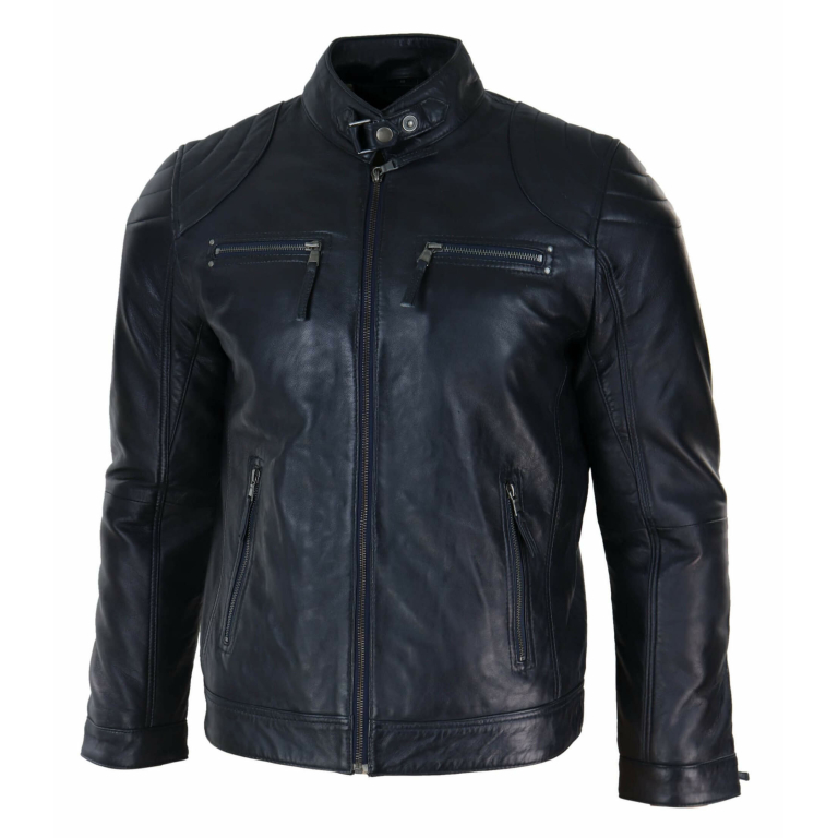 Genuine Leather Black Biker Jacket for Men: Buy Online - Happy Gentleman