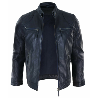 Genuine Leather Black Biker Jacket for Men: Buy Online - Happy Gentleman